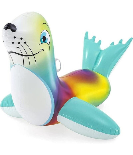 Cavalcabile Gonfiabile A Forma Di Foca Allegra Bambini 157x114cm Maniglie 41479         