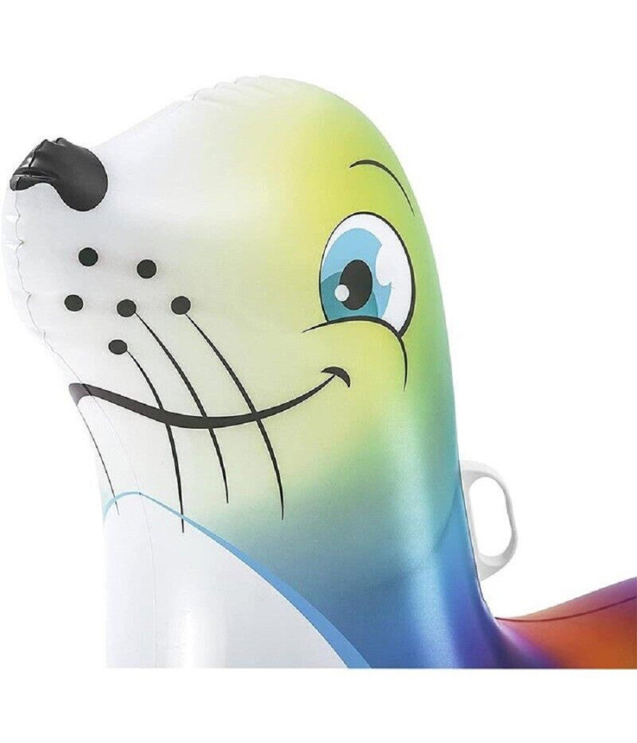 Cavalcabile Gonfiabile A Forma Di Foca Allegra Bambini 157x114cm Maniglie 41479         