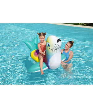 Cavalcabile Gonfiabile A Forma Di Foca Allegra Bambini 157x114cm Maniglie 41479         
