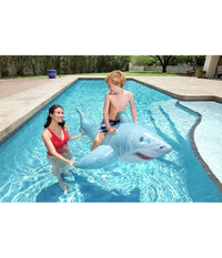 Trade Shop - Cavalcabile Gonfiabile A Forma Di Squalo 3d Con Maniglie 183x102cm Piscina 41405 -