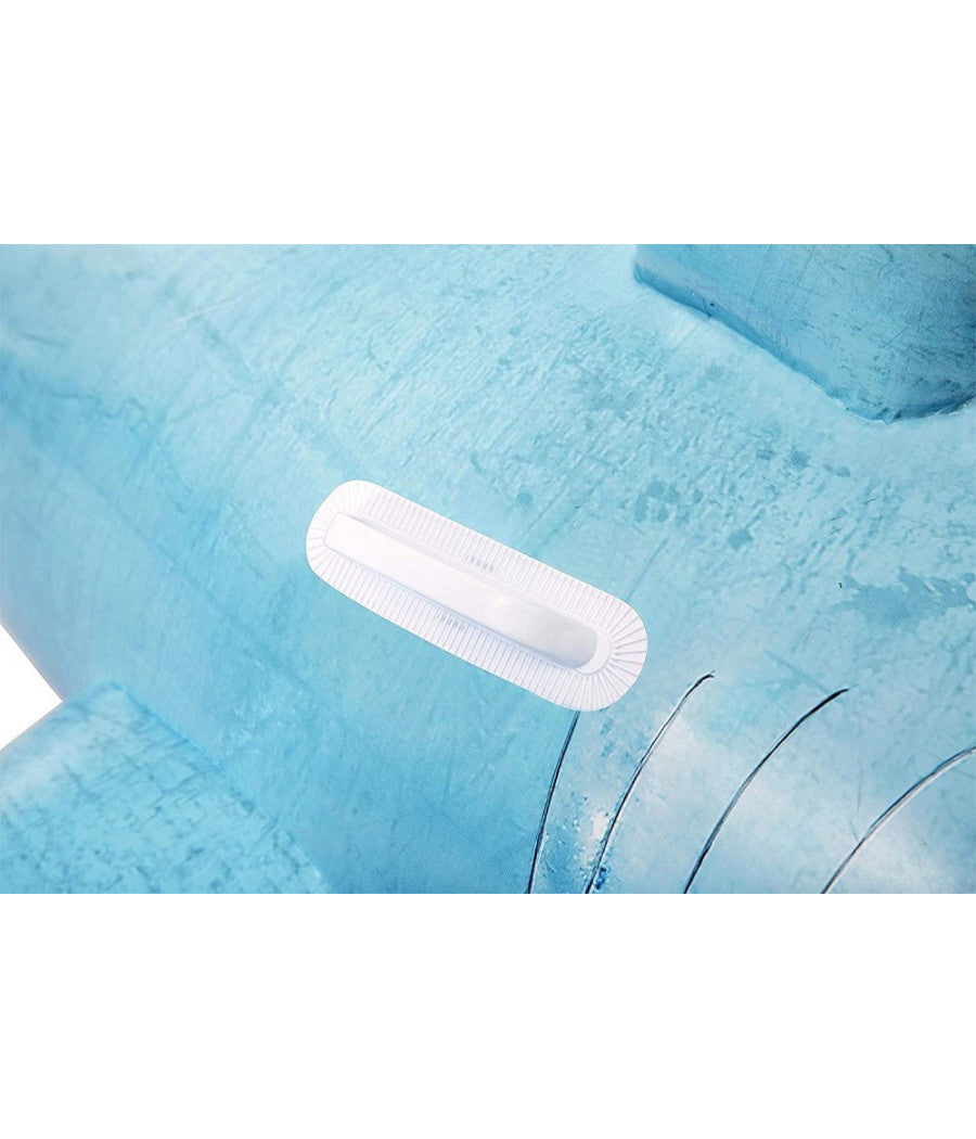 Trade Shop - Cavalcabile Gonfiabile A Forma Di Squalo 3d Con Maniglie 183x102cm Piscina 41405 -
