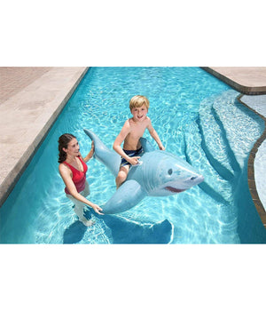 Trade Shop - Cavalcabile Gonfiabile A Forma Di Squalo 3d Con Maniglie 183x102cm Piscina 41405 -