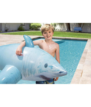 Trade Shop - Cavalcabile Gonfiabile A Forma Di Squalo 3d Con Maniglie 183x102cm Piscina 41405 -