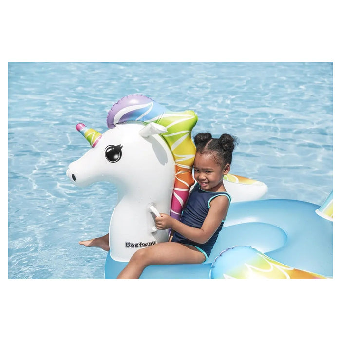 Trade Shop - Cavalcabile Unicorno Fantasy Galleggiante Gonfiabile Piscina Spiaggia Con Maniglie 41114 -