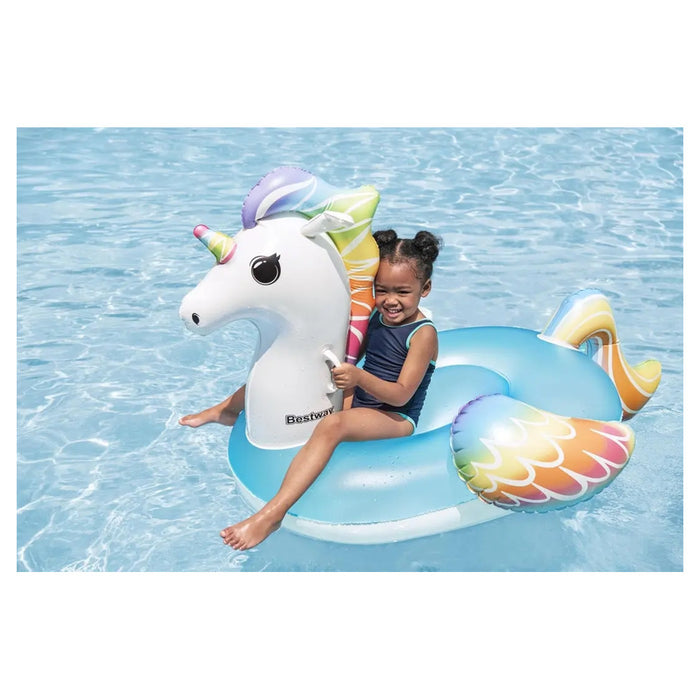 Trade Shop - Cavalcabile Unicorno Fantasy Galleggiante Gonfiabile Piscina Spiaggia Con Maniglie 41114 -