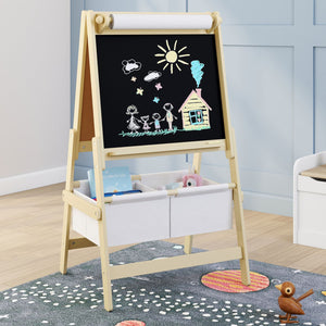 IDMarket - Cavalletto bifacciale 3 in 1 con rotolo di carta e 2 cestini portaoggetti