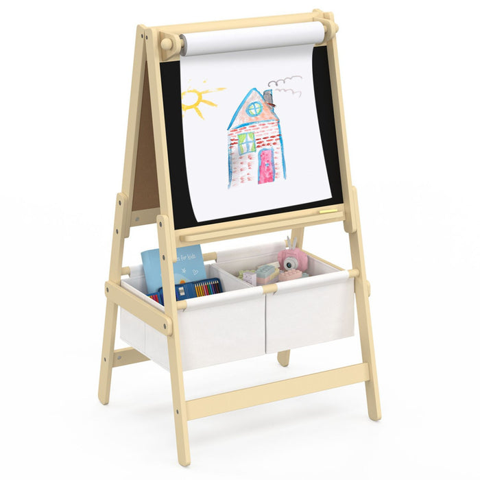 IDMarket - Cavalletto bifacciale 3 in 1 con rotolo di carta e 2 cestini portaoggetti