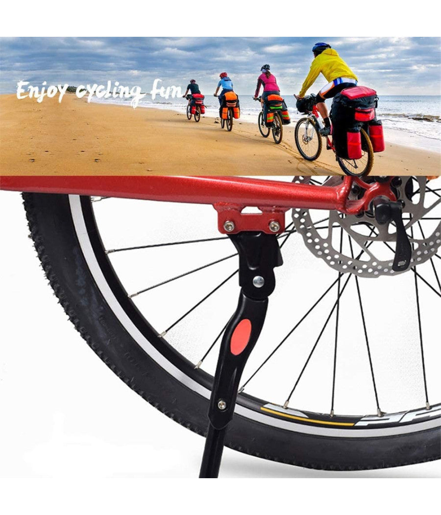 Cavalletto Per Bici Supporto Bicicletta Laterale Altezza Regolabile Reflettore         