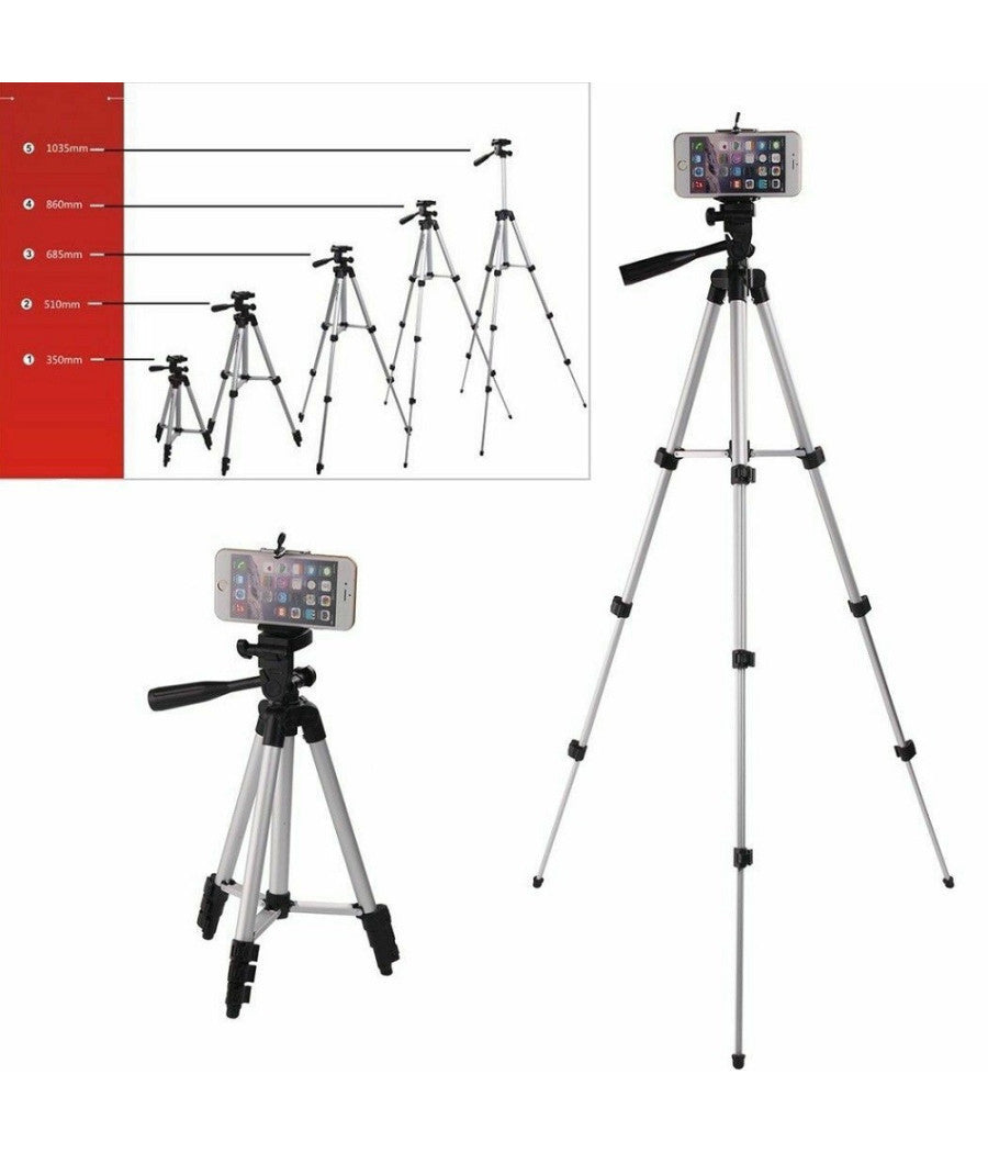 Cavalletto Universale Fotocamera Treppiedi Tripode Supporto Alluminio Smartphone         