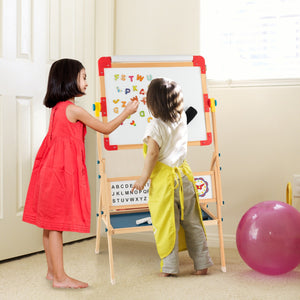 Cavalletto artistico per bambini girevole a 360¡ã con vassoio rotolo di carta, Lavagna da disegno a doppia faccia-Cavalletti e lavagne bambini