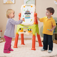 Cavalletto da tavolo per bambini con lavagna bianca magnetica e lavagna nera-Cavalletto d'arte regolabile in altezza Arancione