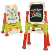 Cavalletto da tavolo per bambini con lavagna bianca magnetica e lavagna nera-Cavalletto d'arte regolabile in altezza Arancione