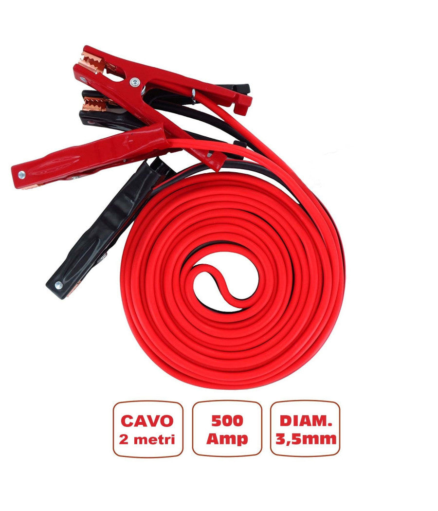 Cavi Collegamento Batteria 500 Amp Jumper Avviamento Auto Camper Camion Moto         
