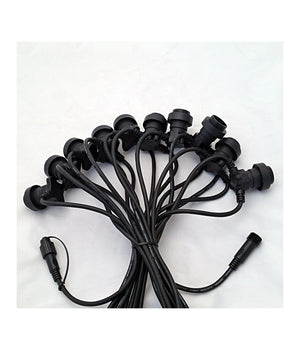 Cavo 10 Metri Con 10 Portalampada E27 Spina Schuko Per Esterno Cordoniera Gazebo         