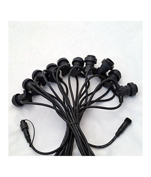 Cavo 10 Metri Con 10 Portalampada E27 Spina Schuko Per Esterno Cordoniera Gazebo         