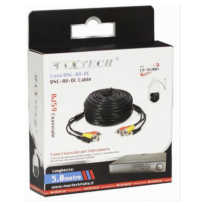 Cavo 5mt Per Telecamera Collegamento Dal Monitor Alla Camera Maxtech Cv-tel001         