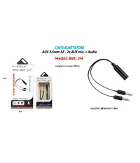 Cavo Adattatore Audio Aux 3.5mm Femmina A Maschio 2x Aux Microfono Maxtech Aux-2m         