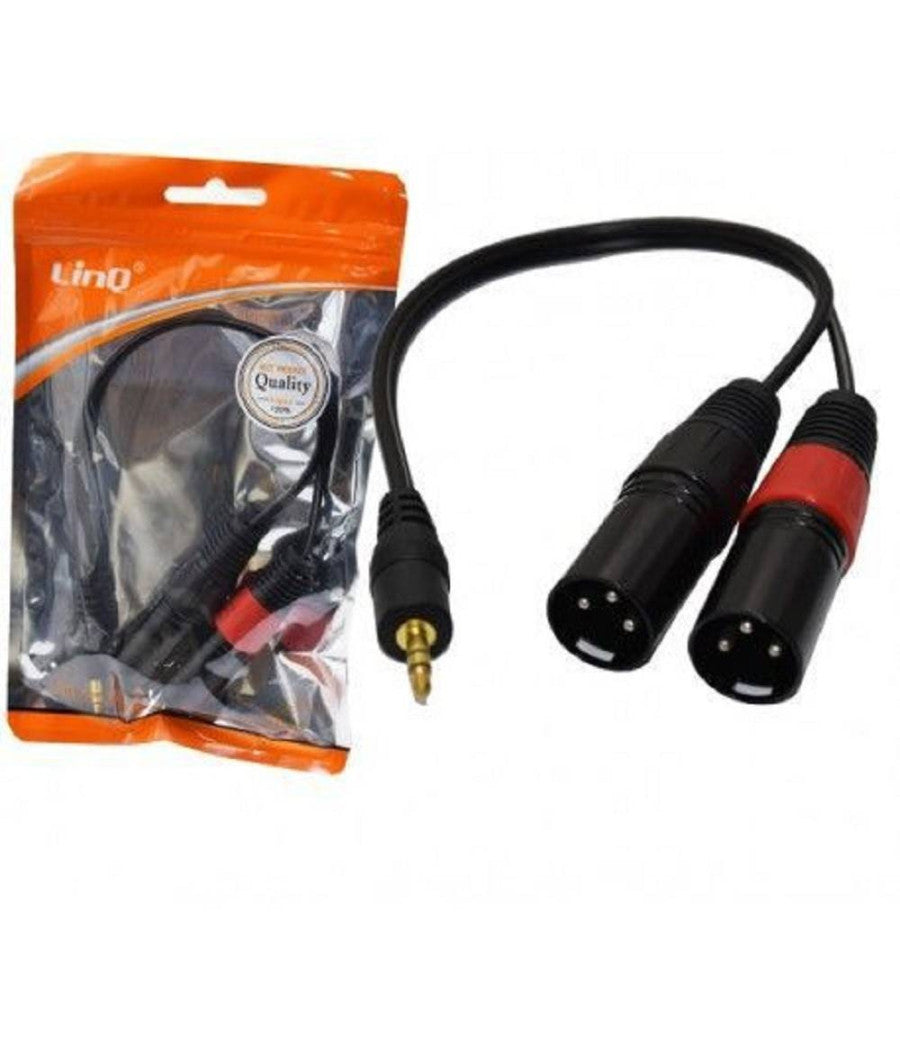 Cavo Adattatore Audio Da 2 Xlr Maschio A Jack Aux 3,5mm Maschio Microfono Kl-9224         