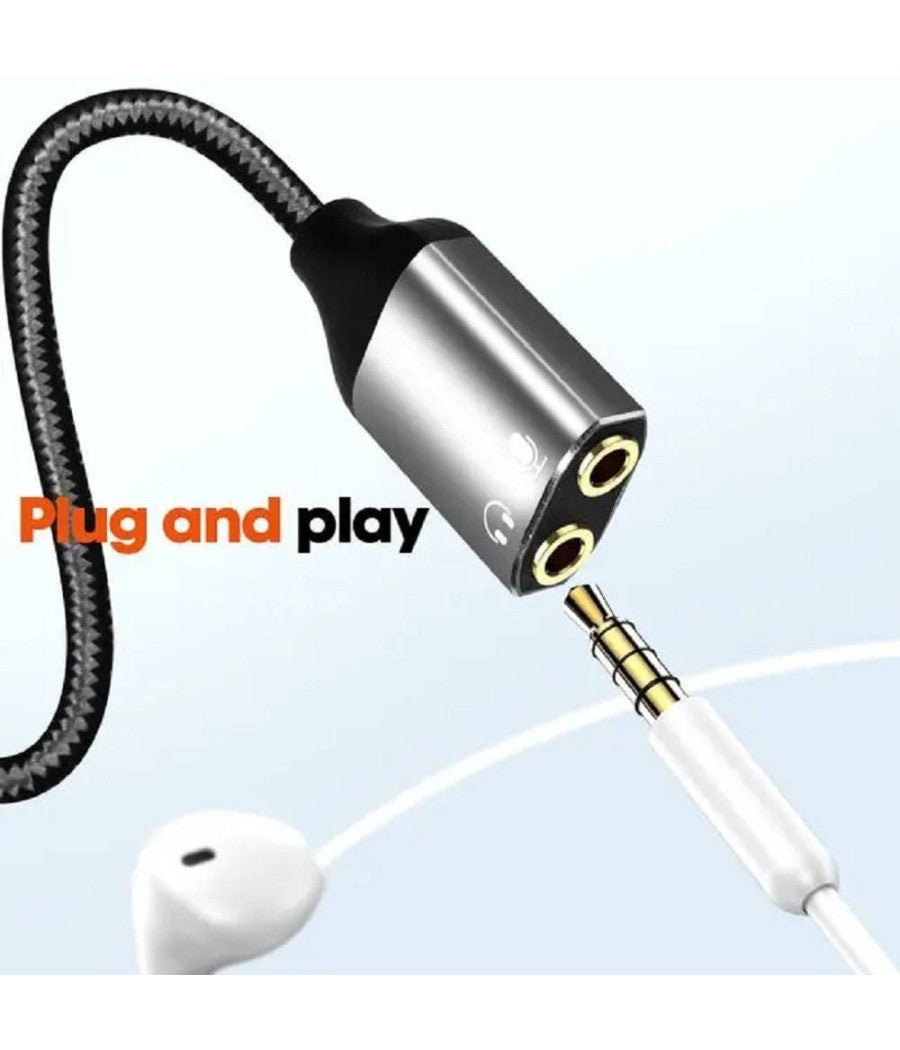 Cavo Adattatore Audio Da Lightning Maschio A 2 Jack 3,5mm Femmina Cuffie Microfono Lt3538         