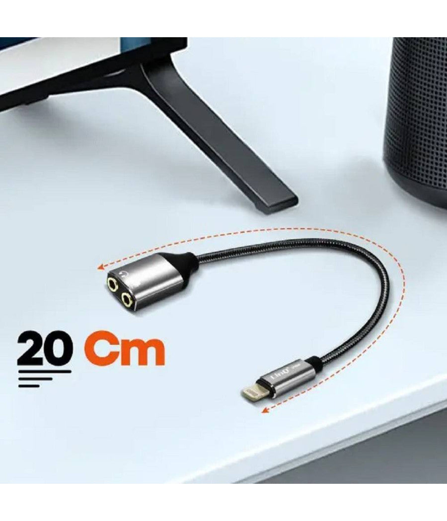 Cavo Adattatore Audio Da Lightning Maschio A 2 Jack 3,5mm Femmina Cuffie Microfono Lt3538         