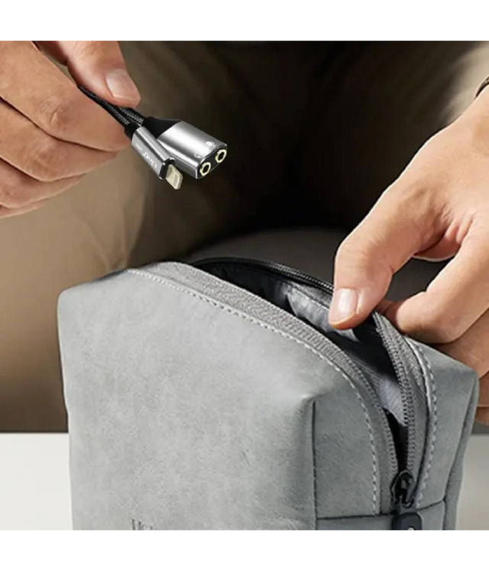 Cavo Adattatore Audio Da Lightning Maschio A 2 Jack 3,5mm Femmina Cuffie Microfono Lt3538         