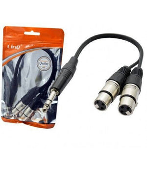 Cavo Adattatore Audio Jack 6,35mm Maschio Stereo A 2 Xlr Femmina Microfono Kl-9239         
