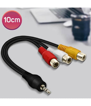 Cavo Adattatore Audio Video Da Jack 3.5mm Maschio A 3x Rca Femmina 10cm Av-3rca         