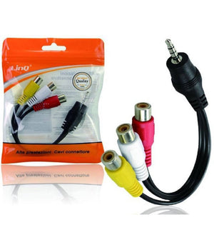 Cavo Adattatore Audio Video Da Jack 3.5mm Maschio A 3x Rca Femmina 10cm Av-3rca         