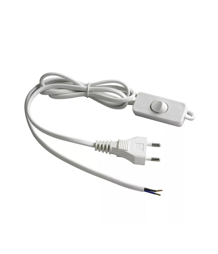 Cavo Alimentazione Bianco Presa Elettrica Interruttore 2gx0.75mm 1.5mt Bipolare         
