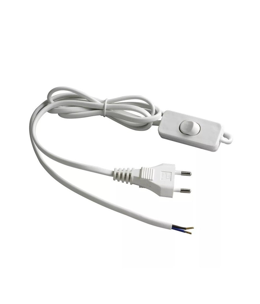 Cavo Alimentazione Bianco Presa Elettrica Interruttore 2gx0.75mm 1.5mt Bipolare         