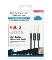 Cavo Audio Aux 3.5mm Maschio A Doppio Cavo Jack 6.5mm Maschio Mono 5mt Ajack-03         