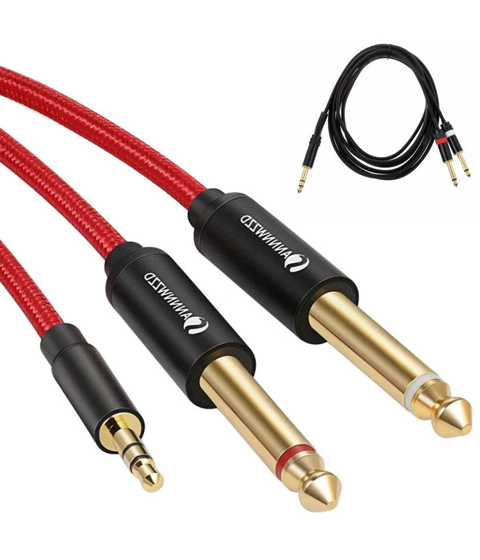 Cavo Audio Aux 3.5mm Maschio A Doppio Cavo Jack 6.5mm Maschio Mono Ajack-01 1.5mt         