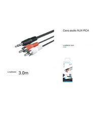 Cavo Audio Da Jack 3,5mm Aux A 2rca Maschio Doppio Stereo Prolunga 3mt Aux-r3.0m         