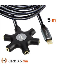 Cavo Audio Da Lightning A 5 Jack Femmina Adattatore 5 In 1 Da 5 Metri Ip5050         