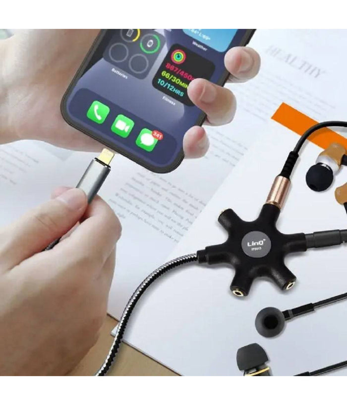 Cavo Audio Da Lightning A 5 Jack Femmina Adattatore 5 In 1 Da 5 Metri Ip5050         