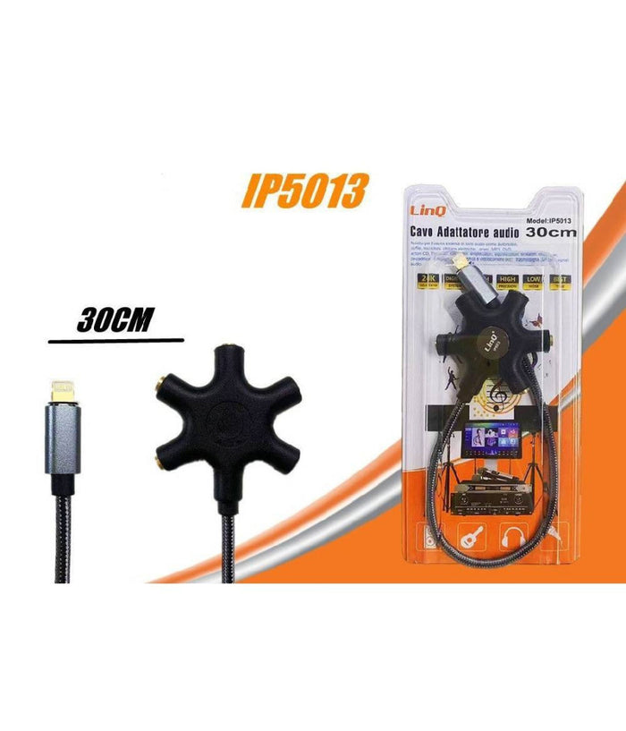 Cavo Audio Da Lightning A 5x Jack Aux Femmina Adattatore 5 In 1 Da 30 Cm Ip5013         