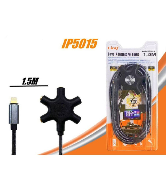Cavo Audio Da Lightning A 5x Jack Femmina Adattatore 5 In 1 Da 1,5 Metri Ip5015         