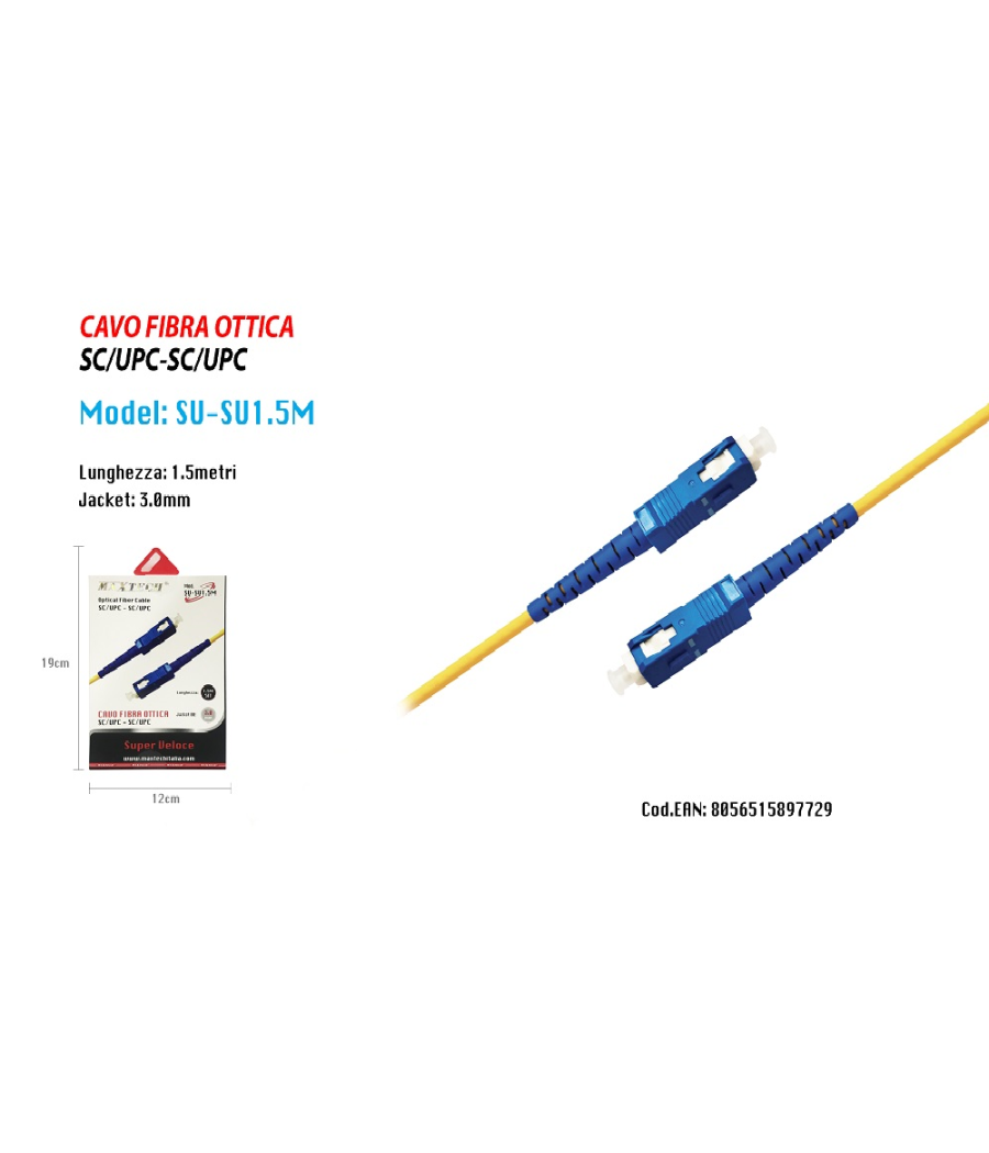 Cavo Audio Fibra Ottica Connettore Rapido Sc Upc Cavo Optical Maxtech Su-su1.5m         