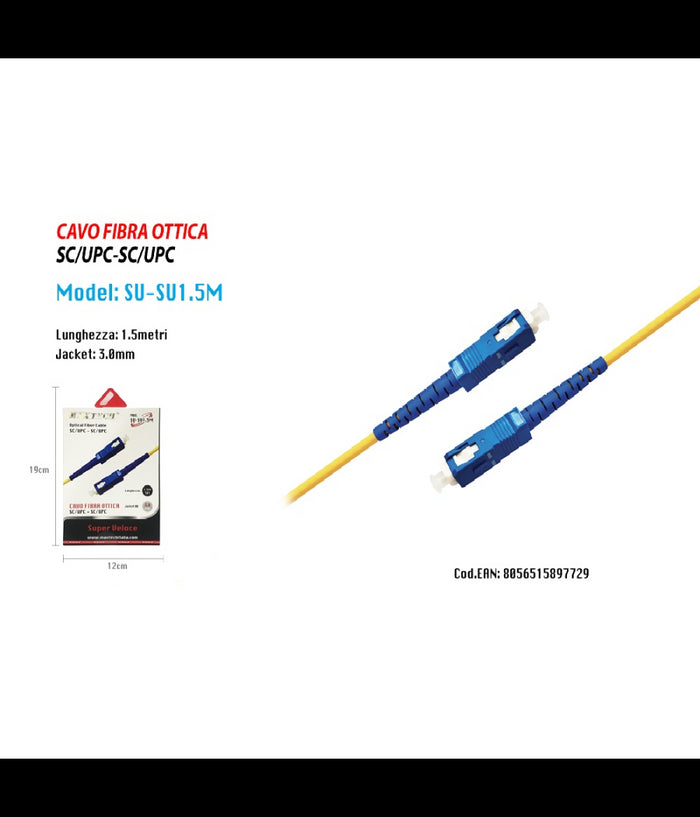 Cavo Audio Fibra Ottica Connettore Rapido Sc Upc Cavo Optical Maxtech Su-su1.5m         