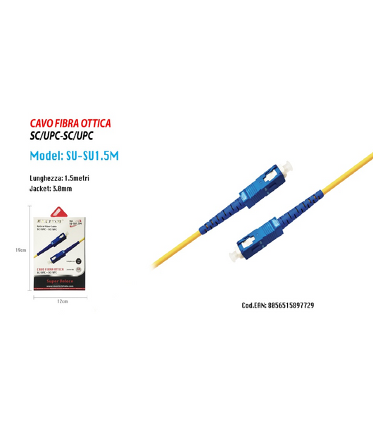 Cavo Audio Fibra Ottica Connettore Rapido Sc Upc Cavo Optical Maxtech Su-su1.5m         
