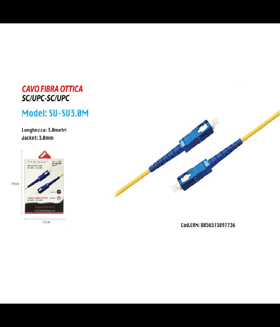 Cavo Audio Fibra Ottica Optical Connettore Rapido Sc/upc 3 Mt Maxtech Su-su3.0m         