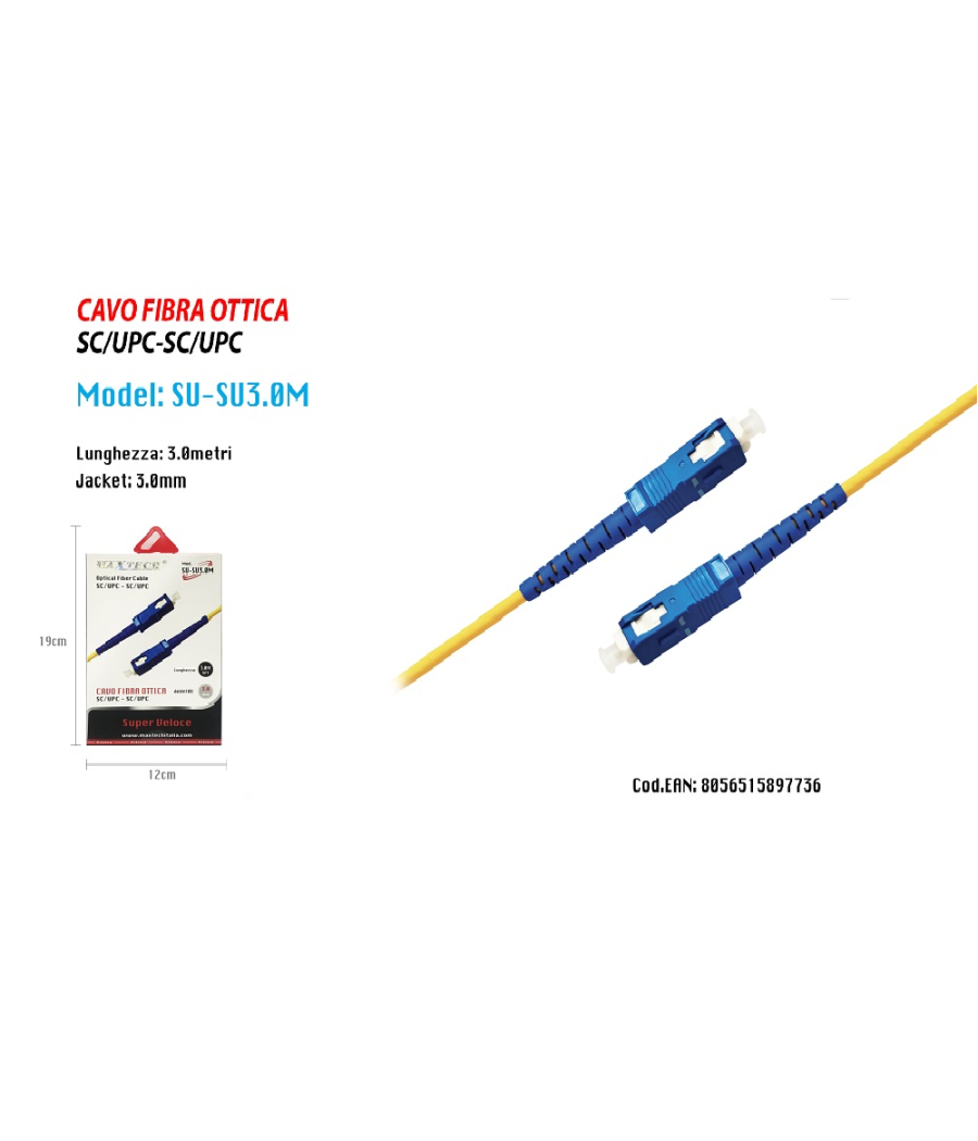 Cavo Audio Fibra Ottica Optical Connettore Rapido Sc/upc 3 Mt Maxtech Su-su3.0m         