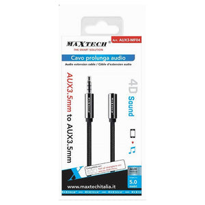 Cavo Audio Jack Aux 3,5mm Da Maschio A Femmina Am / Af Da 5mt Prolunga Aux3-mf04         