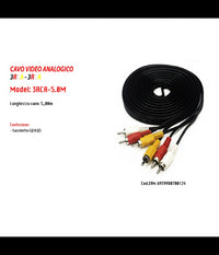 Cavo Audio Video Analogico Prolunga Da 5 Metri 3 Rca-3rca Maschio Maschio         
