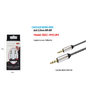 Cavo Aux 3mt Audio Jack 3,5mm Am/am Prolunga Aux Per Smartphone Maxtech Aux2-mm3.0m         