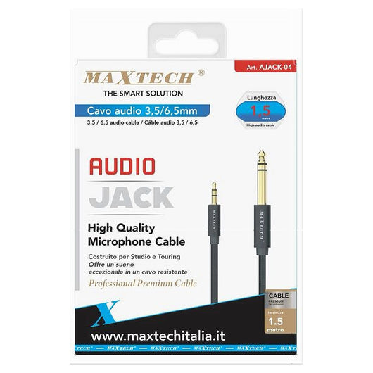 Trade Shop - Cavo Aux Audio Jack Da 3,5 Mm A 6,5 ​​mm Stereo Alta Qualità 1.5 Metri Ajack-04         