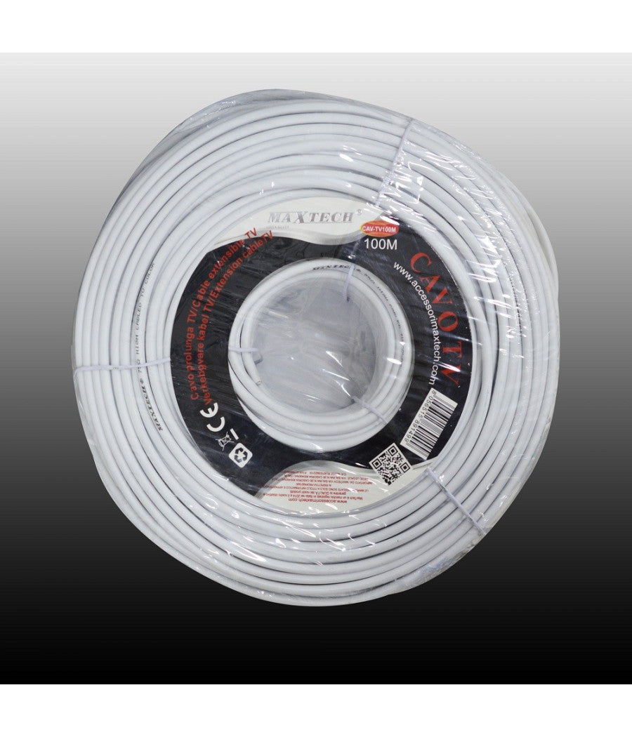 Cavo Cavetto Coassiale Tv Prolunga Pvc 100 Metri Schermatura Maxtech Cav-tv100m         