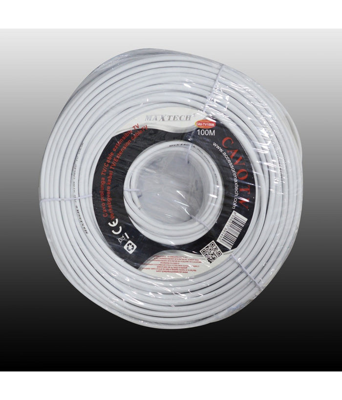 Cavo Cavetto Coassiale Tv Prolunga Pvc 100 Metri Schermatura Maxtech Cav-tv100m         