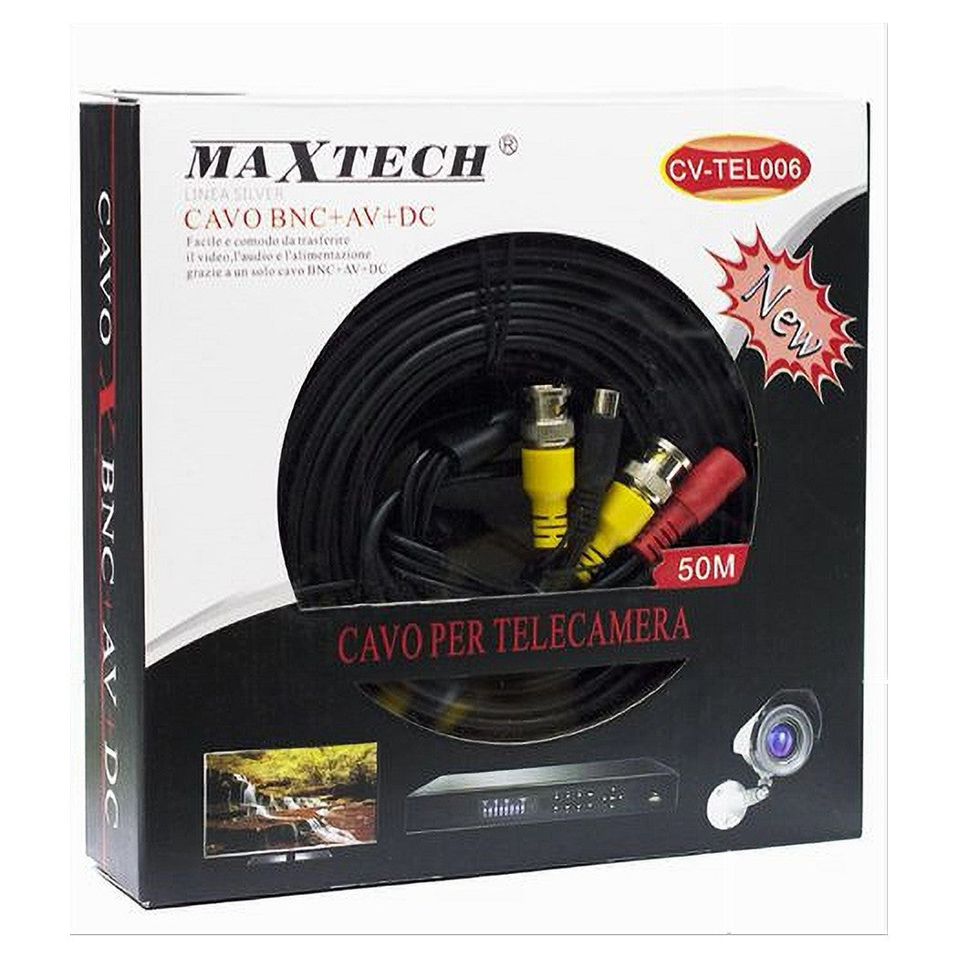 Cavo Coassiale Audio Video Alimentazione Bnc+av+dc 50mt Per Telecamera Cv-tel006         