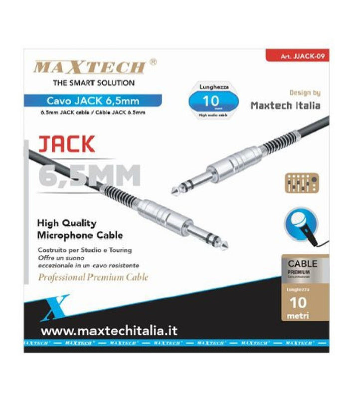 Cavo Collegamento 2 Jack Da 6.5mm 10 Mt Cavetto Microfono Audio Stereo Jjack-09         